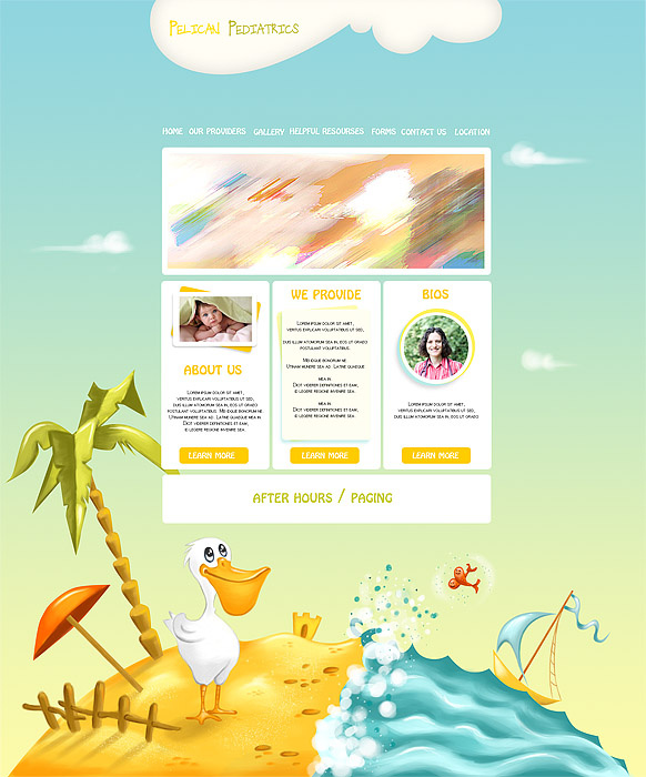 pelican pediatrics color page mock-up