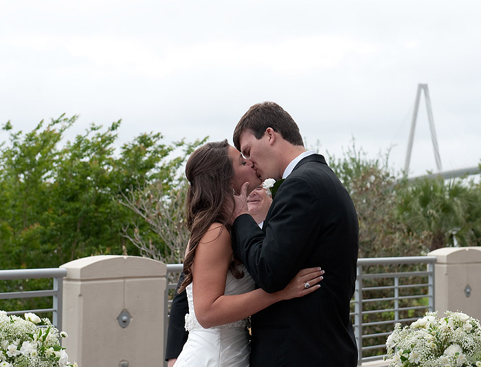 Wedding kiss at Harborside East Mt. Pleasant, SC