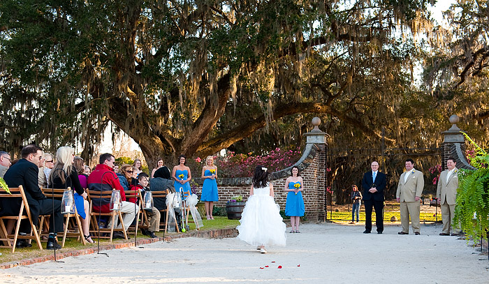 Wedding ceremony at Boone Hall Plantation in Charleston SC